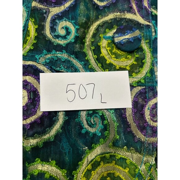 Chicos Metallic Embroidered Jacket Multicolor Spiral Design Sz Medium - Picture 10 of 10